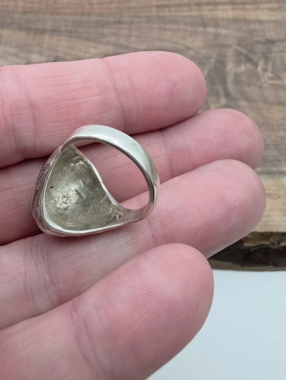 Vintage 925 Sterling Silver High Dome Shrimp Shell Cocktail Ring Etched 6.25